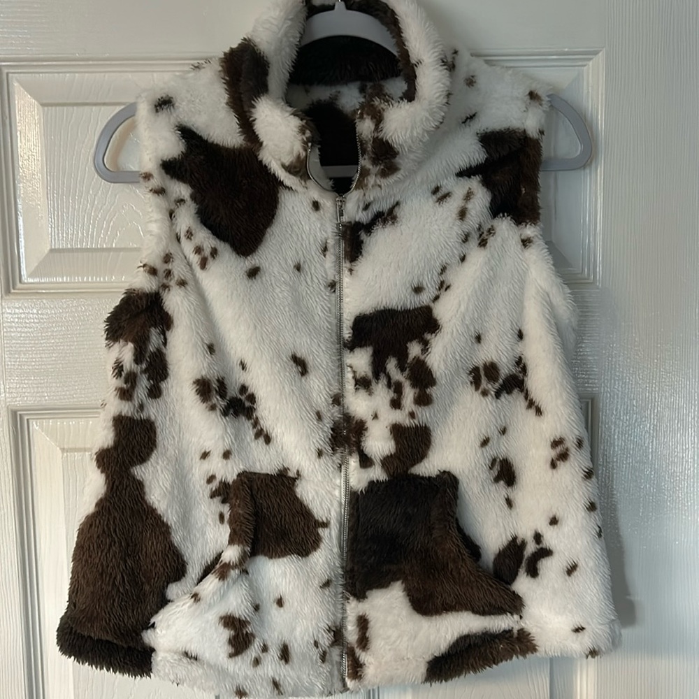 Cow Print Fur Vest